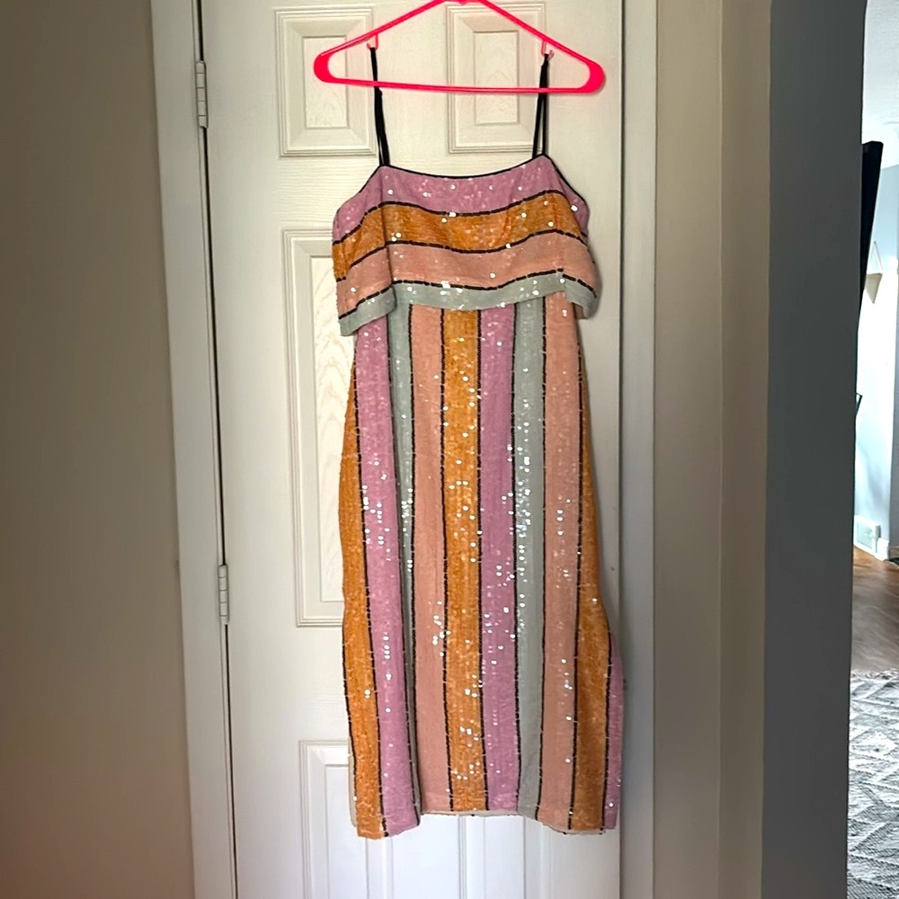 Gianni Bini | Alston Stripe Sequin Dress NWT